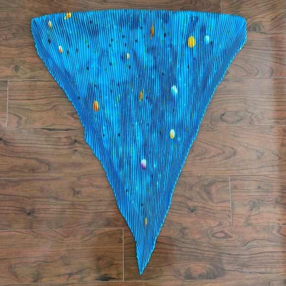 Burberry Blue Galaxy Outer Space Plants Pattern 100% Silk Scarf - Picture 1 of 8